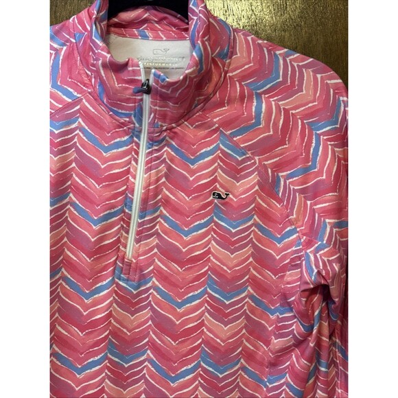 Vineyard Vines Performance 1/3 Zip Pullover L ($98 MSRP). Pink Print Whale Logo - Picture 2 of 4